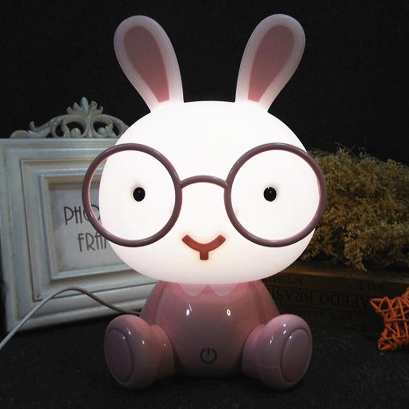 Veilleuse lapin lunette rose