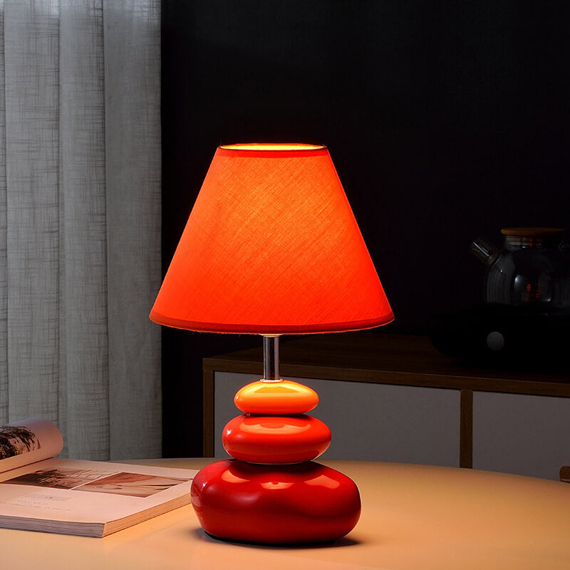 Lampe de chevet pied de lampe en bois rouge Mathilde